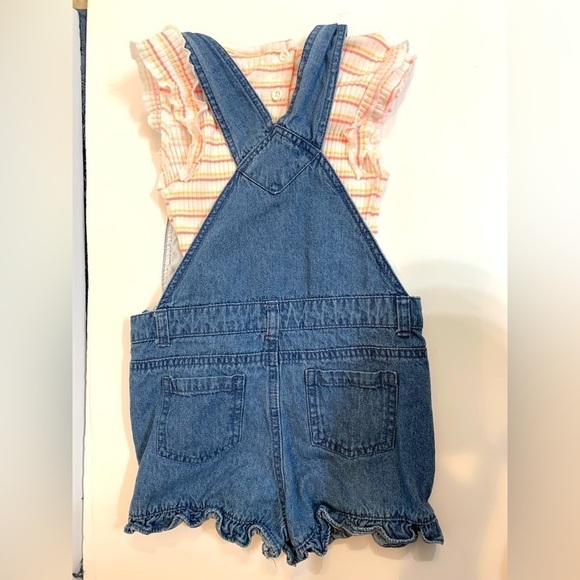 Girls Denim Bib Overalls Short Outfit by Little Lass Size 6X - Picture 4 of 5
